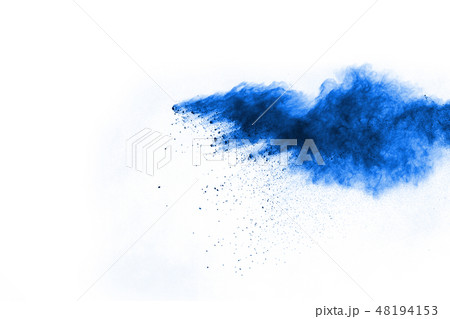 Blue powder explosion on white background. Blue powder explosion on white background. 48194153