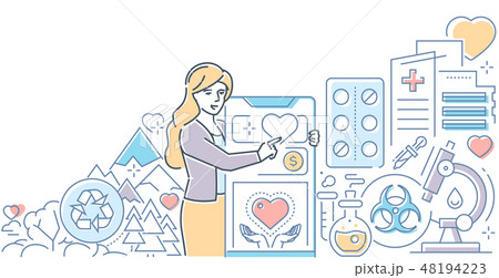 Charity concept - modern line design style illustration 48194223