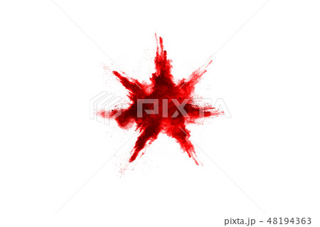 abstract red powder splatted on white background. 48194363