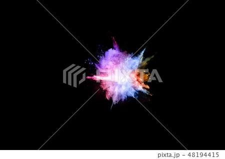 Multicolor powder explosion on black background. Multicolor powder explosion on black background. 48194415