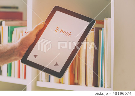 Modern ebook reader and books 48196074