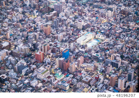 View of downtown cityscape and sky tree in tokyo 48196207