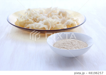 ハナビラタケと粉末のハナビラタケ ハナビラタケと粉末のハナビラタケ 48196257