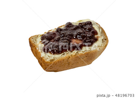 slice of white bread with butter strawberry jam slice of white bread with butter strawberry jam 48196703