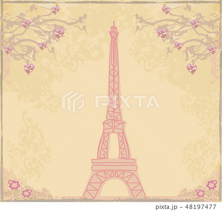 Vintage retro Eiffel tower abstract card 48197477