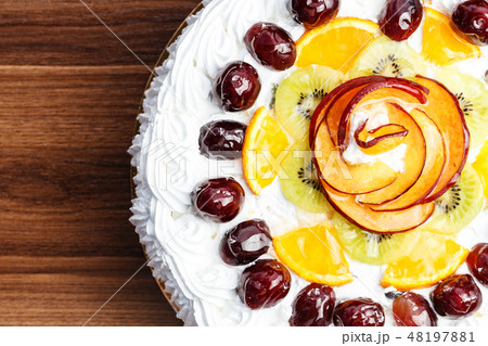 Fruit cake with creme 48197881