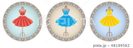 Set labels or stickers with image of fashion dress 48199562