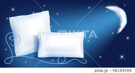 Two feather pillow against the starry night sky 48199569
