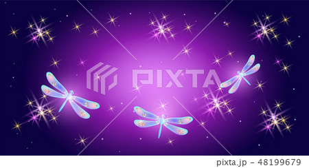 Flying dragonflies with sparkle and  glowing stars 48199679
