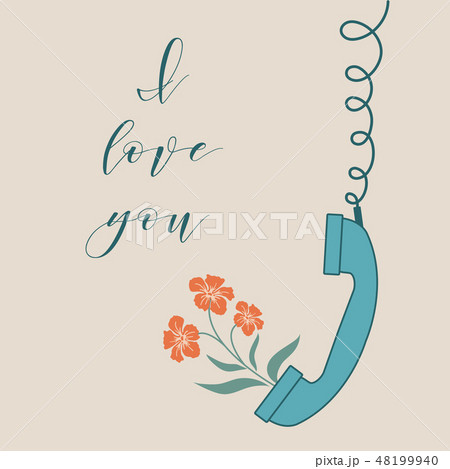 Handle handset and flowers Romantic background. Handle handset and flowers Romantic background. 48199940