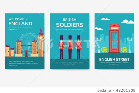 Set of England country ornament travel tour concept. London traditional, magazine, book, poster 48201509