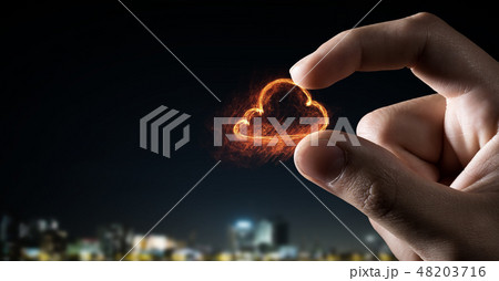 Cloud sign between fingers Cloud sign between fingers 48203716