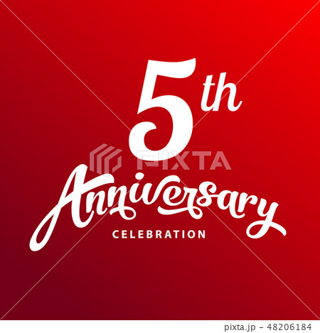 5th anniversary flat calligraphic card template 48206184