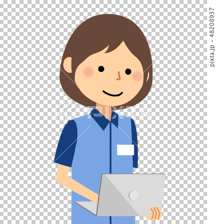 女性店員　ノートPC 48208937