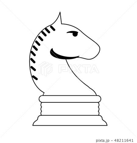 Chess horse game symbol in black and white Chess horse game symbol in black and white 48211641