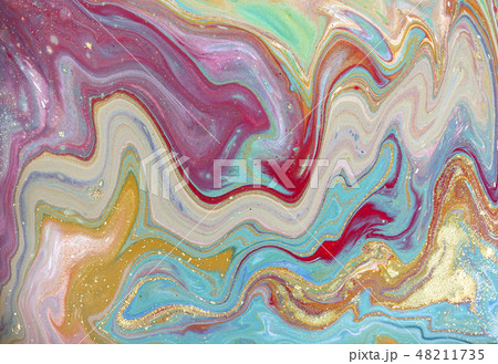 Green and red marbling pattern. Gold marble liquid texture. Green and red marbling pattern. Gold marble liquid texture. 48211735