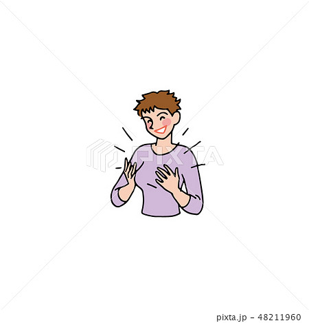 胸が大きくなって喜ぶお嬢さん 48211960