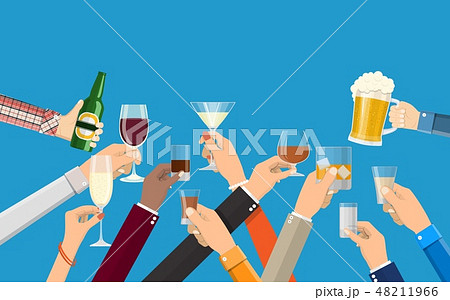 Hands group holding glasses 48211966