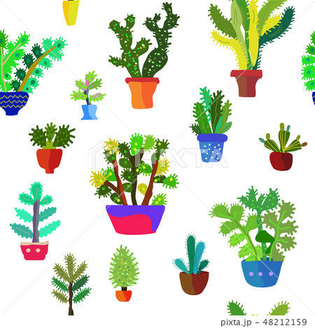 Cactuses seamless pattern illustration 48212159