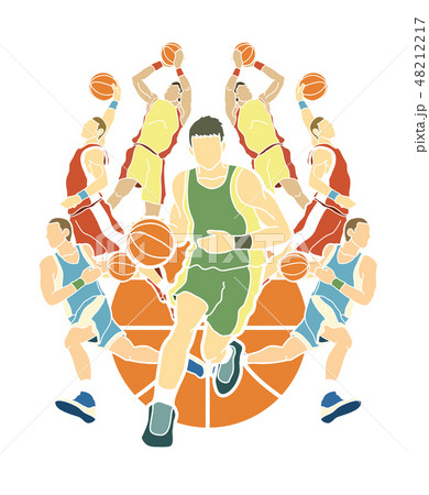 Basketball Team player dunking dripping ball Basketball Team player dunking dripping ball 48212217