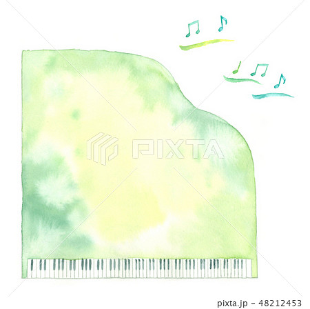 若草色のピアノ 透明水彩画のイラスト素材
