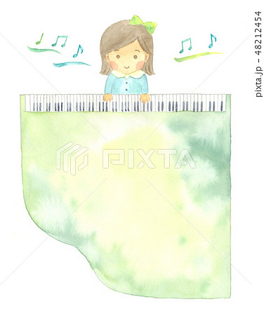 ピアノを弾いている女の子のイラスト素材