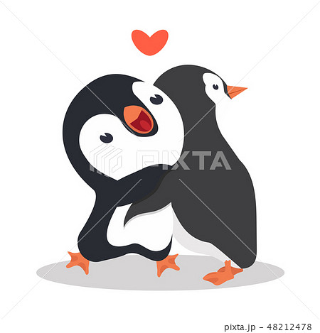 Cute Penguins Couple Hugのイラスト素材