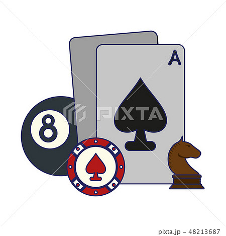 Casino cars chip and pool ball with chess piece Casino cars chip and pool ball with chess piece 48213687