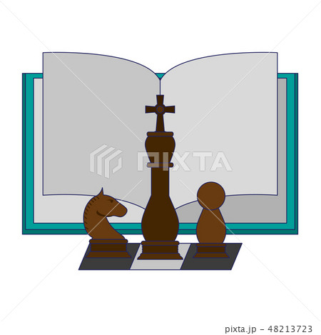 Book open with chess pieces 48213723