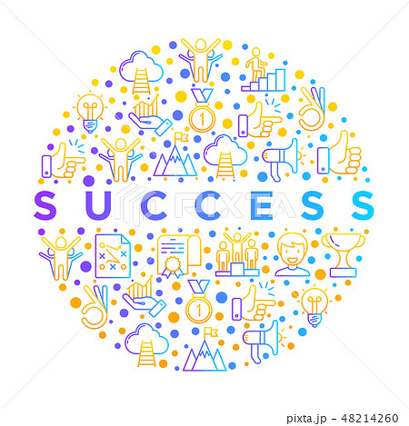 Success concept in circle thin line icons 48214260