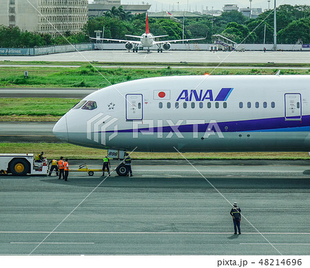 Passenger airplane at Manila Airport, Philippines 48214696