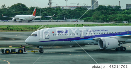 Passenger airplane at Manila Airport, Philippines 48214701