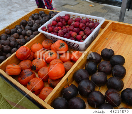 Frozen fruits at local market Frozen fruits at local market 48214879