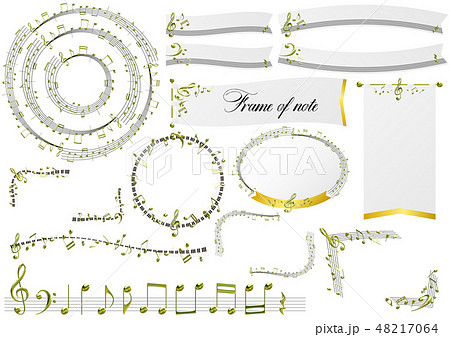 ベクター イラスト デザイン Ai Eps 音符 音楽 フレーム 飾り 金 ピアノ 高級 プレミアムのイラスト素材