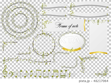 ベクター イラスト デザイン Ai Eps 音符 音楽 フレーム 飾り 金 ピアノ 高級 プレミアムのイラスト素材
