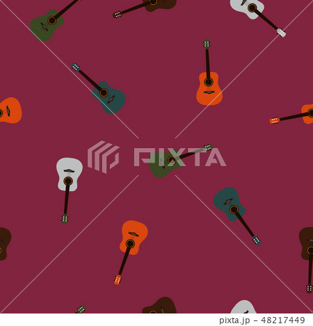 Seamless pattern acoustic guitar on purple Seamless pattern acoustic guitar on purple 48217449