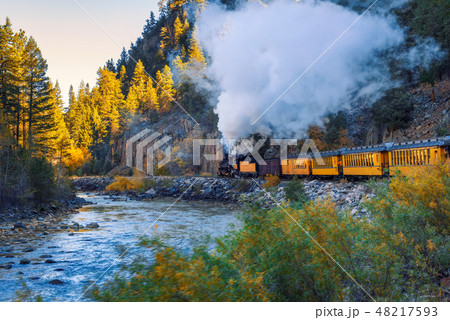 Historic steam engine train in Colorado, USA 48217593