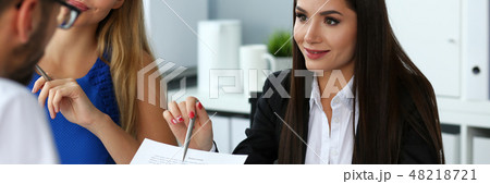 Group of people hold in arms financial papers 48218721