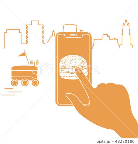 Order in smart phone app, delivery with robot 48220180