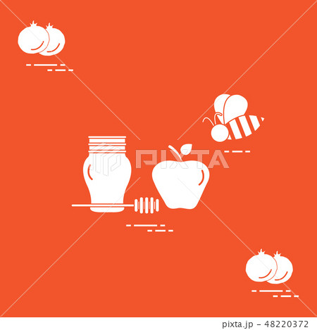 Apple in honey in Rosh Hashanah, pomegranate, bee 48220372