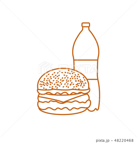 Burger and bottle of soda water 48220468