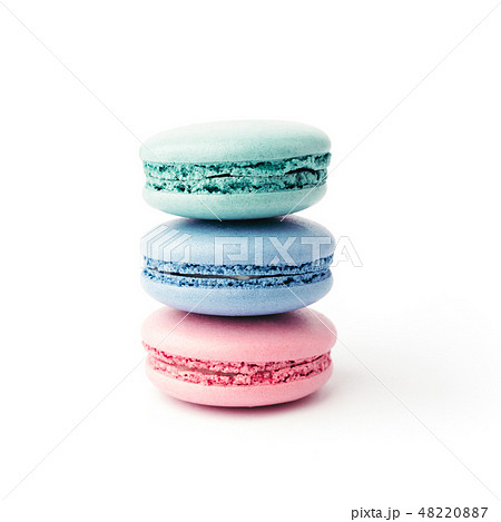 Colourful french macarons isolated on white background. Colourful french macarons isolated on white background. 48220887