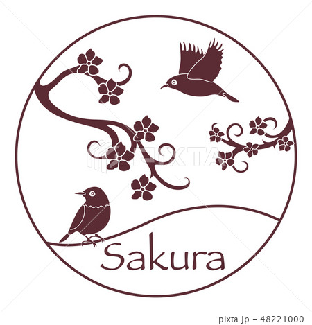 Sakura branches and japanese birds Japan nature. Sakura branches and japanese birds Japan nature. 48221000