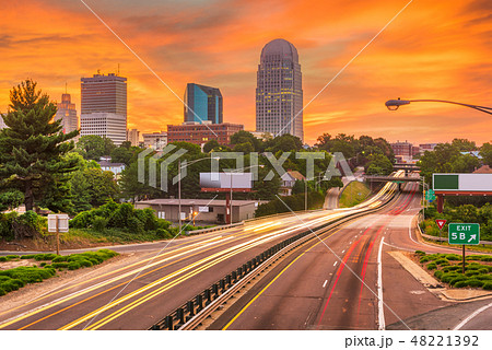 Winston-Salem, North Carolina, USA skyline at dusk 48221392