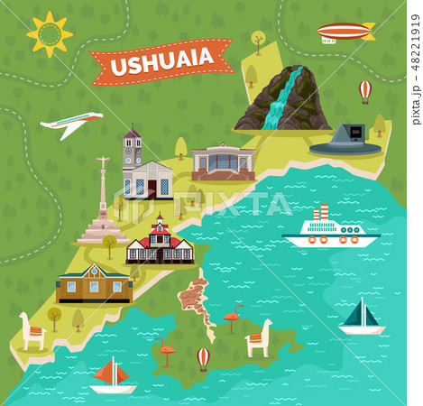 Ushuaia town map with sights, landmark advertising 48221919