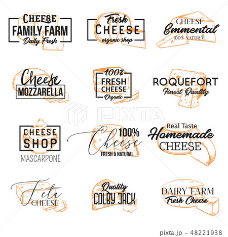 Sketch banners with sliced cheese Sketch banners with sliced cheese 48221938