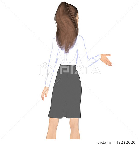ポーズするビジネスウェアの女性　perming2DCGイラスト素材 48222620