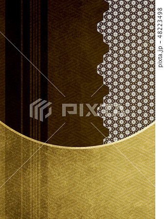 ライン 紗綾形 桜 箔 金白黒 イメージ 背景素材 のイラスト素材