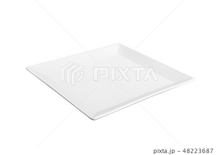 Perspective view. white square plate isolated Perspective view. white square plate isolated 48223687