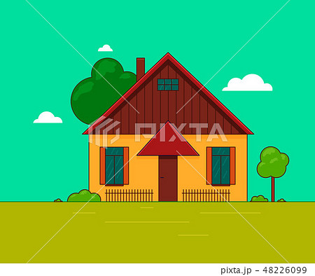 Vector illustration of a little house. Landscape architecture. Vector illustration of a little house. Landscape architecture. 48226099